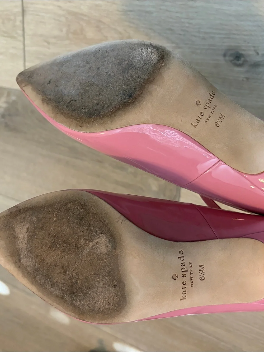 kate spade Pink Patent Pointed-Toe Pumps with Ankle Strap size 6.5